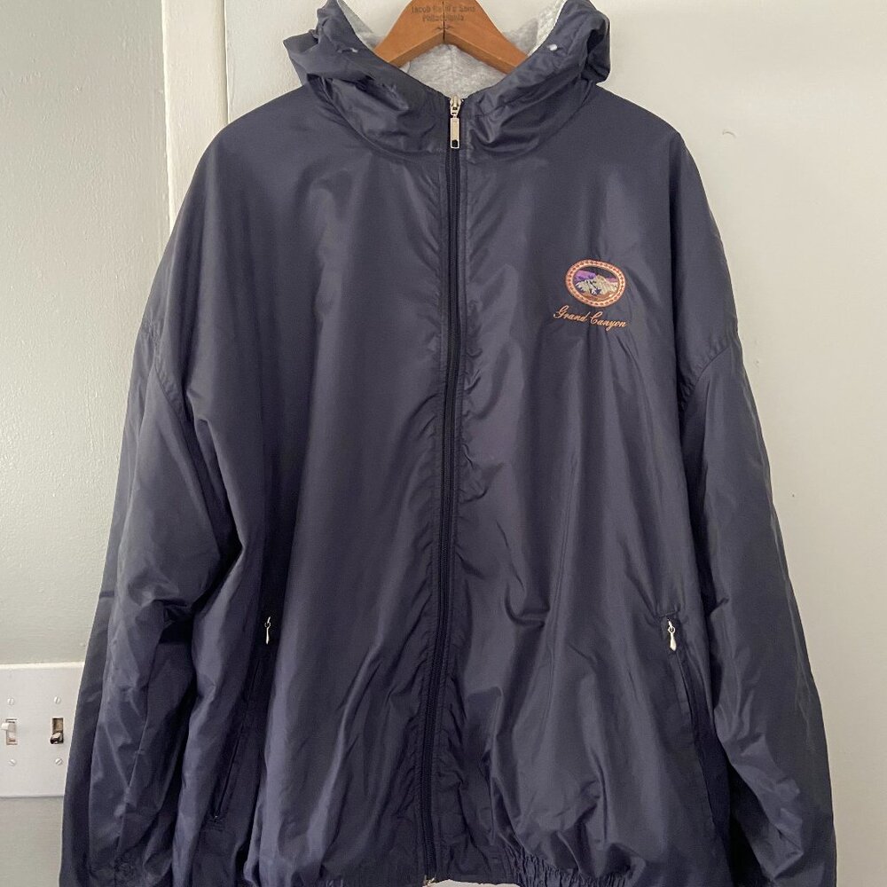 Vintage Fred Harvey Trading Company GRAND CANYON Lined Navy Blue Jacket Size XL